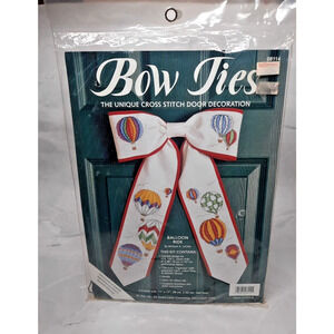 JCA Bow Ties Cross Stitch Door Decor Kit Balloon Ride Hot Air Balloon 11x17